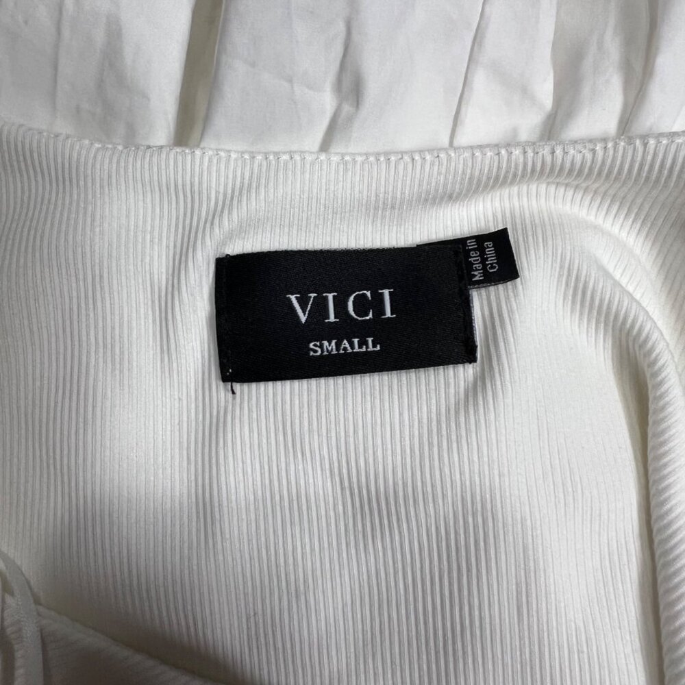 Vici Womens White Mini Dress With Adjustable Spaghetti Straps & Bubble Hem - Siz - Picture 3 of 3